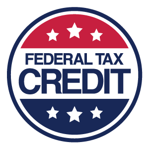 Federal Tax Credit logo with red, white, and blue stars